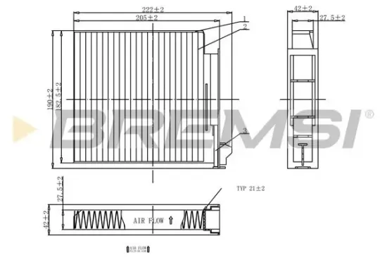 Filter, Innenraumluft BREMSI FC0093 Bild Filter, Innenraumluft BREMSI FC0093