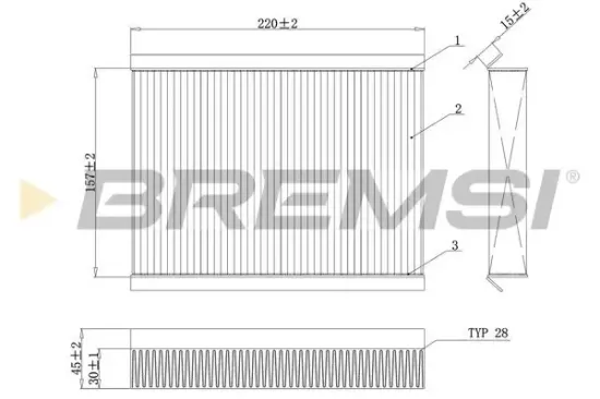 Filter, Innenraumluft BREMSI FC0168C Bild Filter, Innenraumluft BREMSI FC0168C