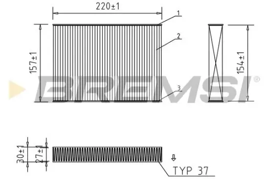 Filter, Innenraumluft BREMSI FC0168 Bild Filter, Innenraumluft BREMSI FC0168