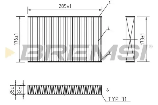 Filter, Innenraumluft BREMSI FC0185A Bild Filter, Innenraumluft BREMSI FC0185A