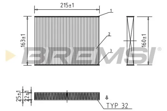 Filter, Innenraumluft BREMSI FC0187 Bild Filter, Innenraumluft BREMSI FC0187