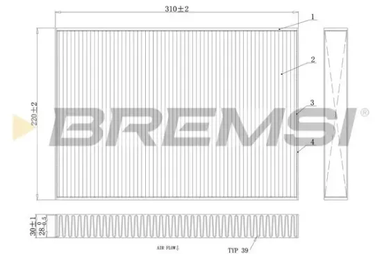 Filter, Innenraumluft BREMSI FC0410A Bild Filter, Innenraumluft BREMSI FC0410A