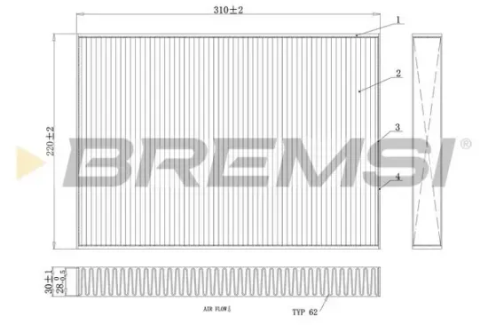 Filter, Innenraumluft BREMSI FC0410 Bild Filter, Innenraumluft BREMSI FC0410