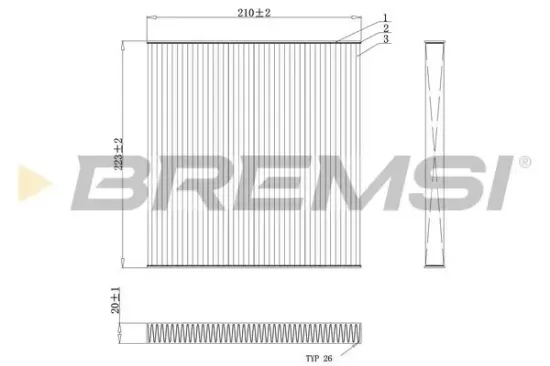 Filter, Innenraumluft BREMSI FC0445C Bild Filter, Innenraumluft BREMSI FC0445C