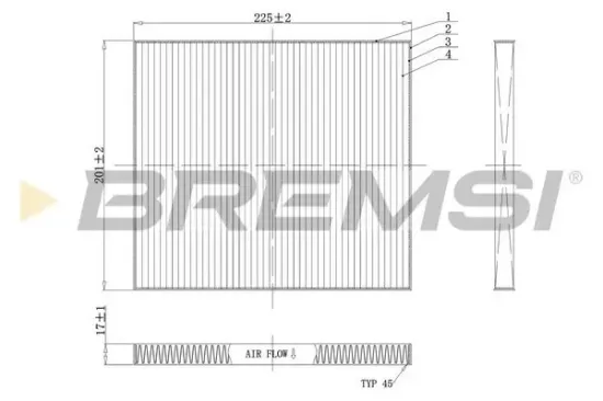 Filter, Innenraumluft BREMSI FC0447 Bild Filter, Innenraumluft BREMSI FC0447