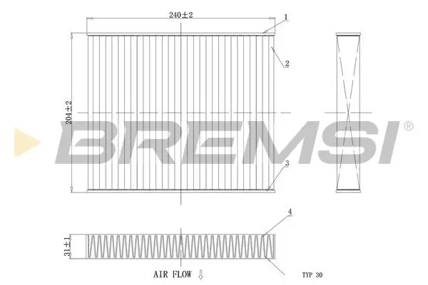 Filter, Innenraumluft BREMSI FC0449C