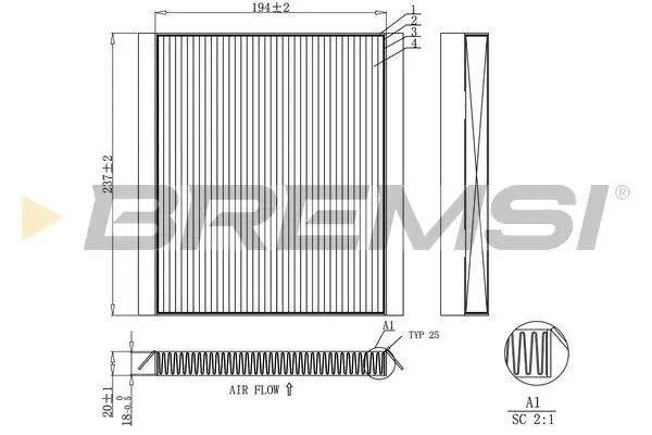 Filter, Innenraumluft BREMSI FC0453C