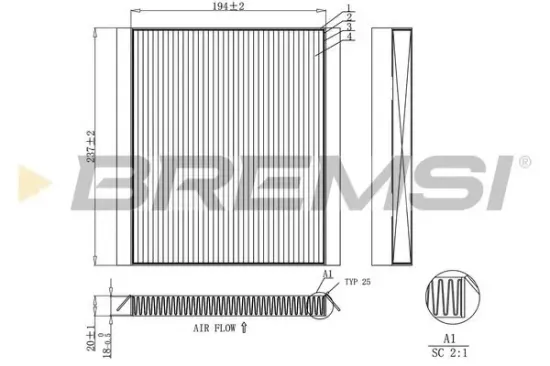 Filter, Innenraumluft BREMSI FC0453C Bild Filter, Innenraumluft BREMSI FC0453C