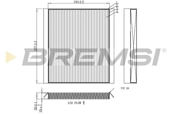 Filter, Innenraumluft BREMSI FC0453
