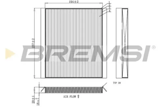 Filter, Innenraumluft BREMSI FC0453 Bild Filter, Innenraumluft BREMSI FC0453