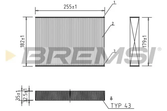 Filter, Innenraumluft BREMSI FC0462 Bild Filter, Innenraumluft BREMSI FC0462