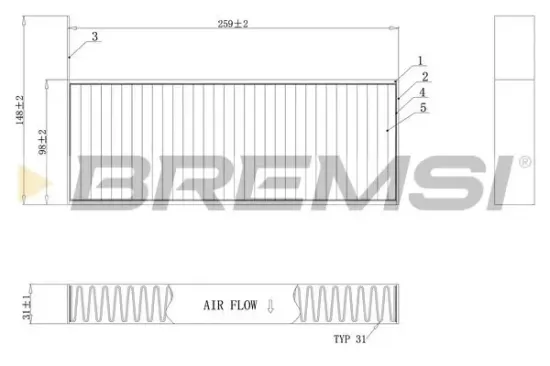 Filter, Innenraumluft BREMSI FC0464C Bild Filter, Innenraumluft BREMSI FC0464C