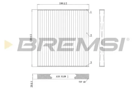Filter, Innenraumluft BREMSI FC0498 Bild Filter, Innenraumluft BREMSI FC0498