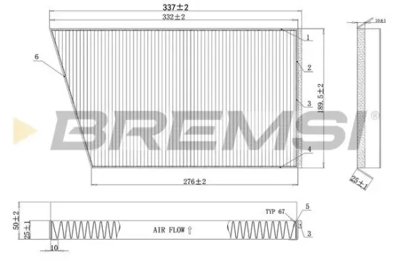 Filter, Innenraumluft BREMSI FC0502 Bild Filter, Innenraumluft BREMSI FC0502