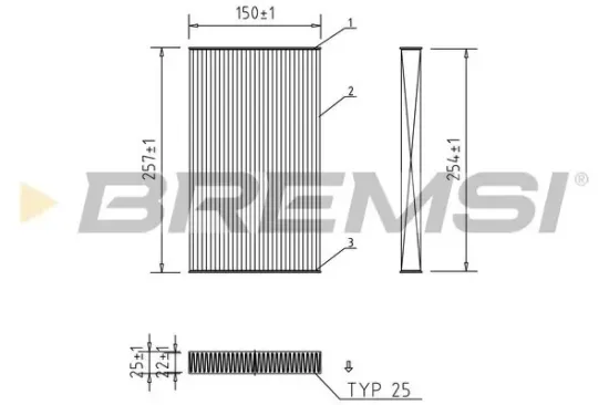 Filter, Innenraumluft BREMSI FC0865 Bild Filter, Innenraumluft BREMSI FC0865