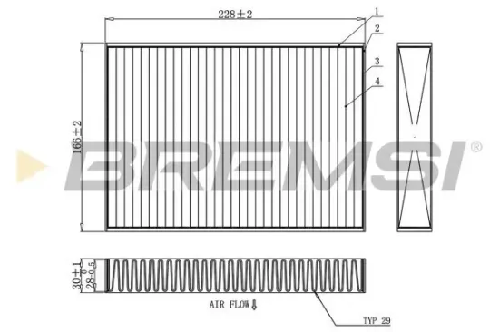 Filter, Innenraumluft BREMSI FC0871A Bild Filter, Innenraumluft BREMSI FC0871A