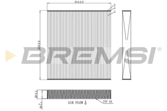 Filter, Innenraumluft BREMSI FC0881 Bild Filter, Innenraumluft BREMSI FC0881