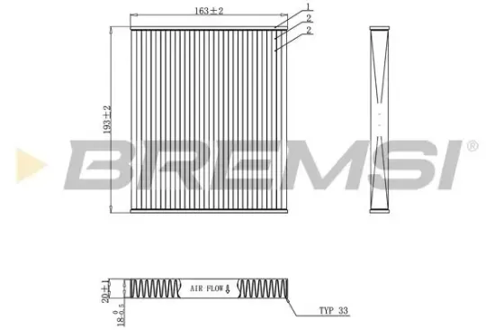 Filter, Innenraumluft BREMSI FC0887 Bild Filter, Innenraumluft BREMSI FC0887