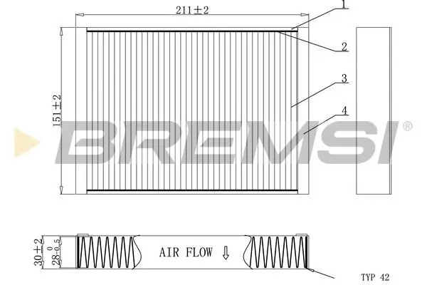 Filter, Innenraumluft BREMSI FC0907