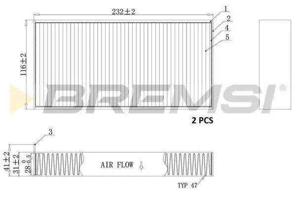 Filter, Innenraumluft BREMSI FC0914
