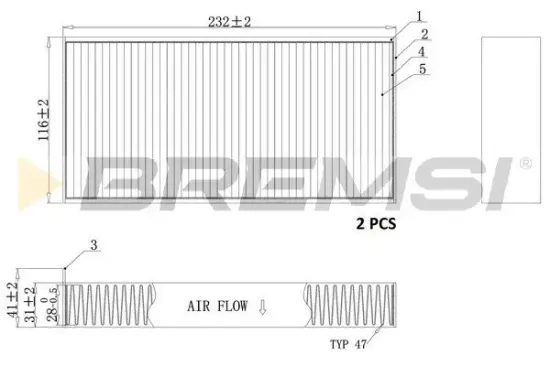 Filter, Innenraumluft BREMSI FC0914 Bild Filter, Innenraumluft BREMSI FC0914