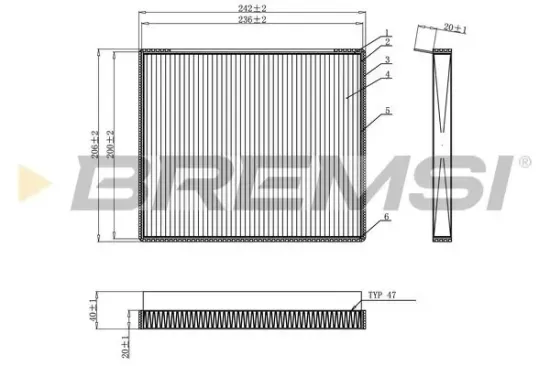 Filter, Innenraumluft BREMSI FC0917 Bild Filter, Innenraumluft BREMSI FC0917