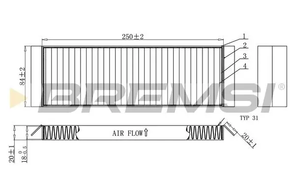 Filter, Innenraumluft BREMSI FC0925C