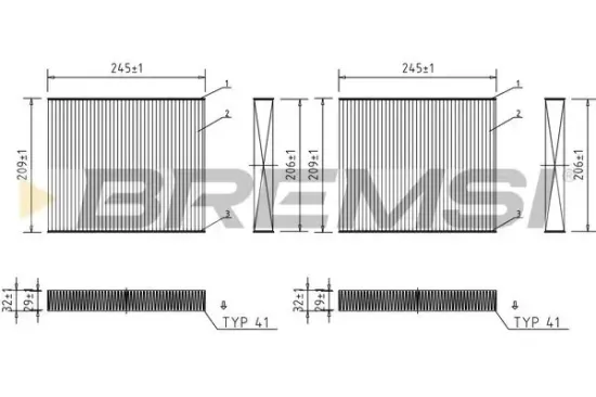 Filter, Innenraumluft BREMSI FC0931 Bild Filter, Innenraumluft BREMSI FC0931