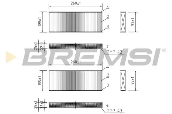 Filter, Innenraumluft BREMSI FC0938 Bild Filter, Innenraumluft BREMSI FC0938