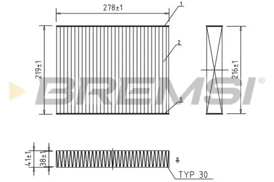 Filter, Innenraumluft BREMSI FC0945C Bild Filter, Innenraumluft BREMSI FC0945C