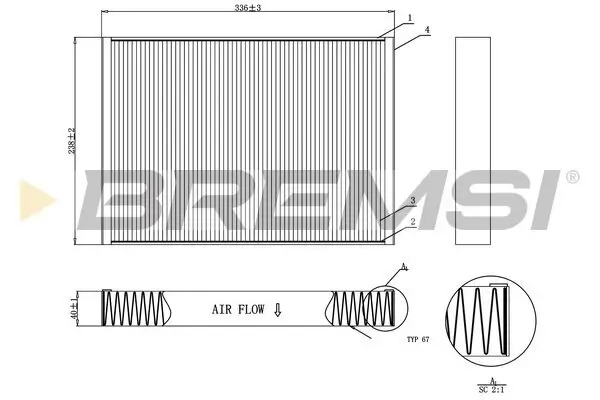 Filter, Innenraumluft BREMSI FC0952