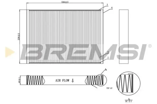 Filter, Innenraumluft BREMSI FC0952 Bild Filter, Innenraumluft BREMSI FC0952
