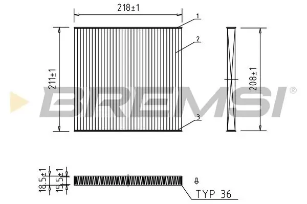 Filter, Innenraumluft BREMSI FC1328