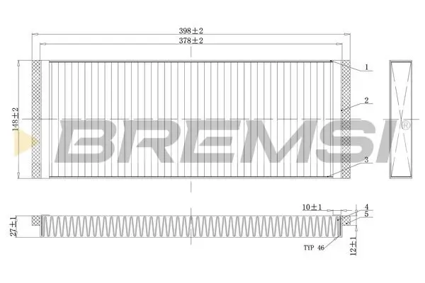Filter, Innenraumluft BREMSI FC1329C