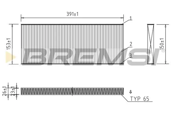 Filter, Innenraumluft BREMSI FC1329