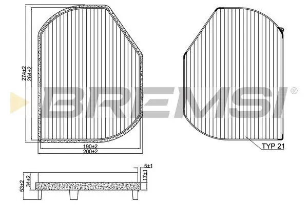 Filter, Innenraumluft BREMSI FC1331