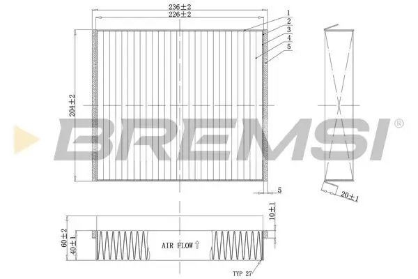 Filter, Innenraumluft BREMSI FC1333C