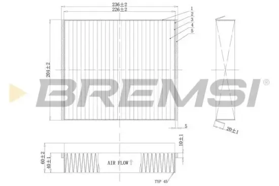Filter, Innenraumluft BREMSI FC1333 Bild Filter, Innenraumluft BREMSI FC1333