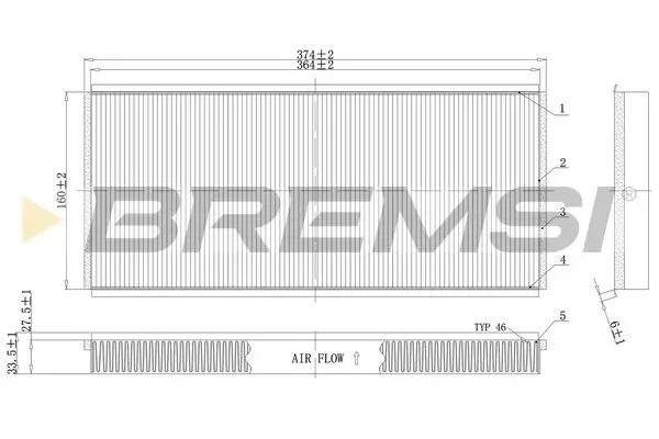 Filter, Innenraumluft BREMSI FC1335C