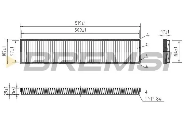 Filter, Innenraumluft BREMSI FC1535