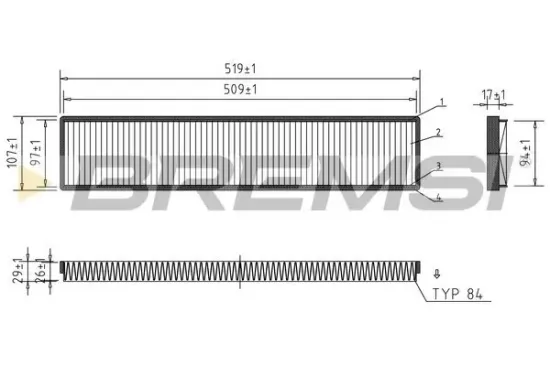 Filter, Innenraumluft BREMSI FC1535 Bild Filter, Innenraumluft BREMSI FC1535