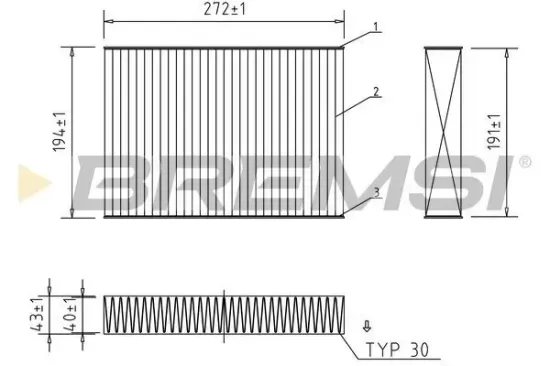 Filter, Innenraumluft BREMSI FC2588C Bild Filter, Innenraumluft BREMSI FC2588C