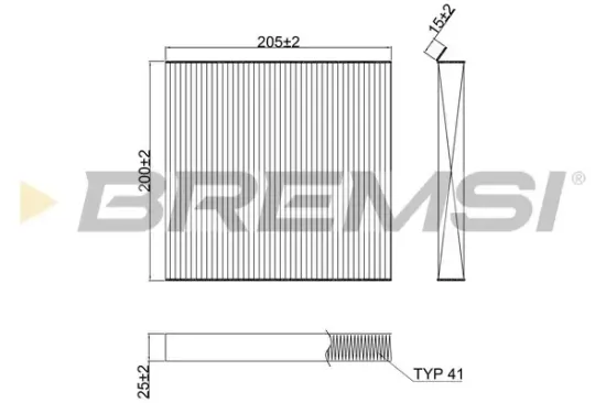 Filter, Innenraumluft BREMSI FC2623 Bild Filter, Innenraumluft BREMSI FC2623