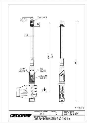 Drehmomentschlüssel GEDORE DMZ 300 Bild Drehmomentschlüssel GEDORE DMZ 300