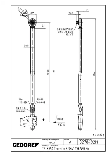 Drehmomentschlüssel GEDORE TF-K550 Bild Drehmomentschlüssel GEDORE TF-K550