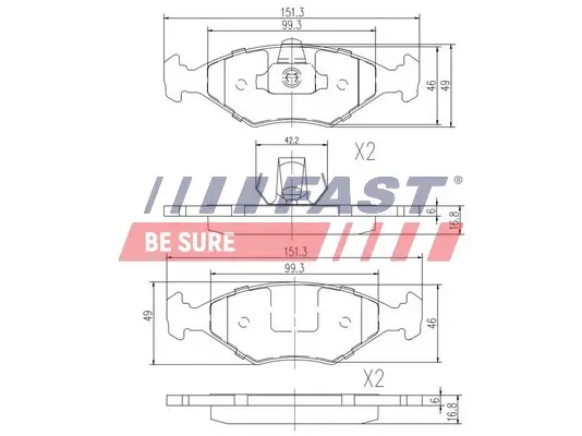 Bremsbelagsatz, Scheibenbremse FAST FT29008