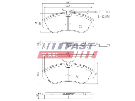 Bremsbelagsatz, Scheibenbremse Vorderachse FAST FT29012 Bild Bremsbelagsatz, Scheibenbremse Vorderachse FAST FT29012