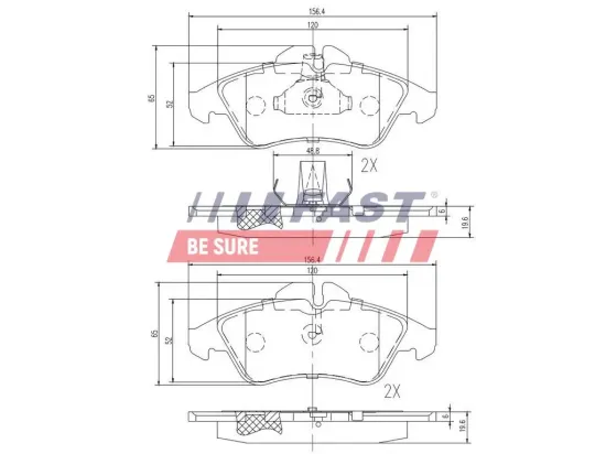 Bremsbelagsatz, Scheibenbremse Vorderachse FAST FT29016 Bild Bremsbelagsatz, Scheibenbremse Vorderachse FAST FT29016