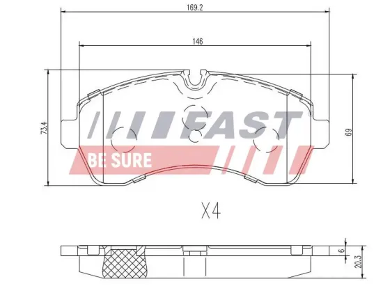 Bremsbelagsatz, Scheibenbremse Vorderachse FAST FT29022 Bild Bremsbelagsatz, Scheibenbremse Vorderachse FAST FT29022