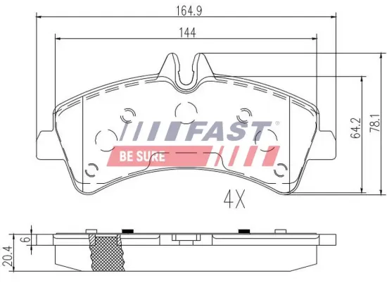 Bremsbelagsatz, Scheibenbremse Hinterachse FAST FT29023 Bild Bremsbelagsatz, Scheibenbremse Hinterachse FAST FT29023
